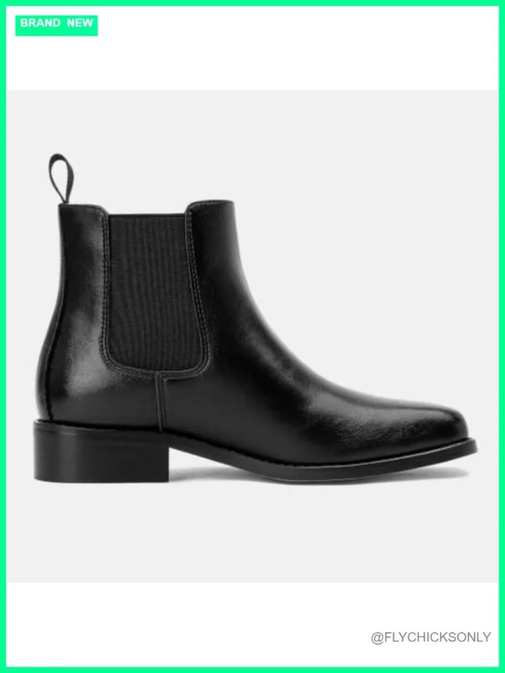 Square Toe Chelsea Ankle Boots Faux Leather Slip On Low Heel